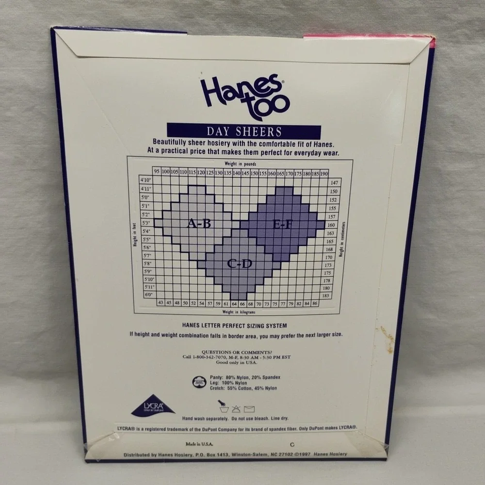 Hanes Too Day Sheer Control Top Pantyhose Barely Black Size CD Vintage Style 137